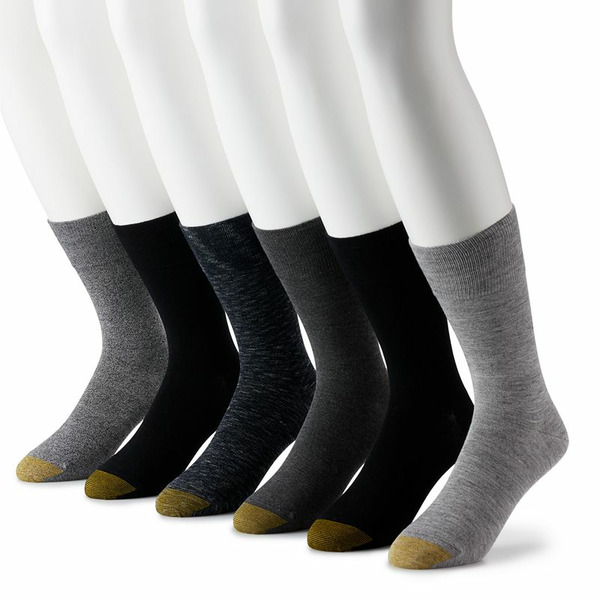 GOLDTOE Men's GOLDTOE® 6-Pack Cambridge Crew Socks, Size: 6-12, Gray Marl