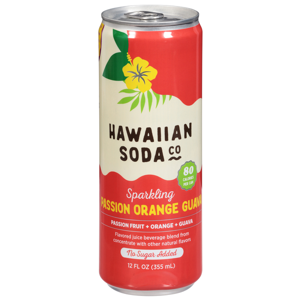 Hawaiian Soda Co Passion Orange Guava Sparkling Beverage Same-Day