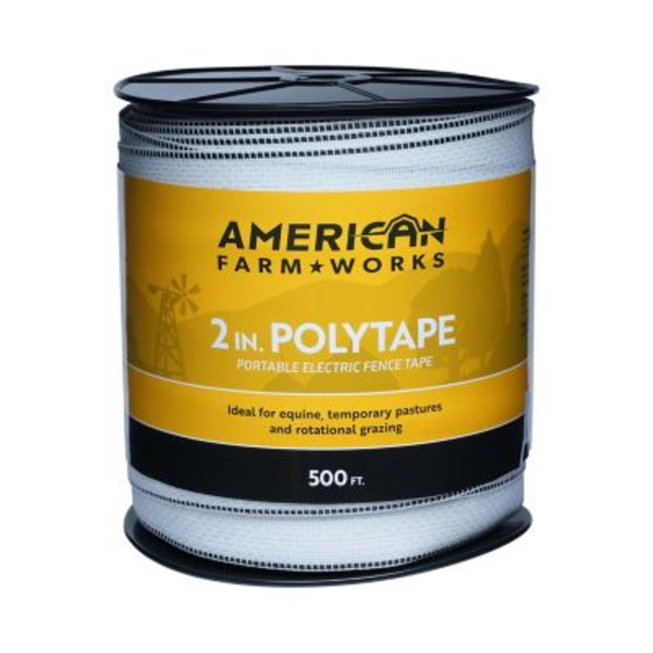 American Farm Works 500 ft. x 890 lb. Polytape Portable Electric Fence Tape, White