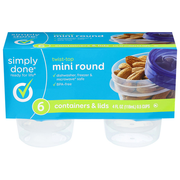 Simply Done 4 Fl Oz Twist-Top Round Mini Containers & Lids Same-Day ...