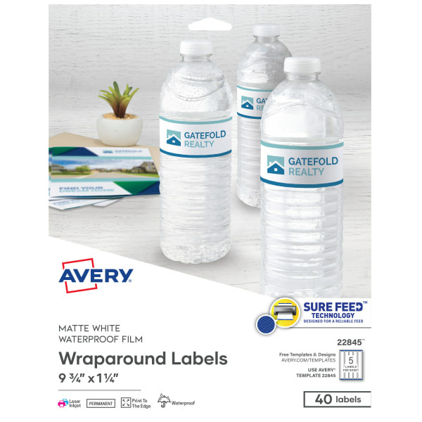 Avery 22845 9 3/4" x 1 1/4" White Durable Wraparound Laser & Inkjet Specialty Labels
