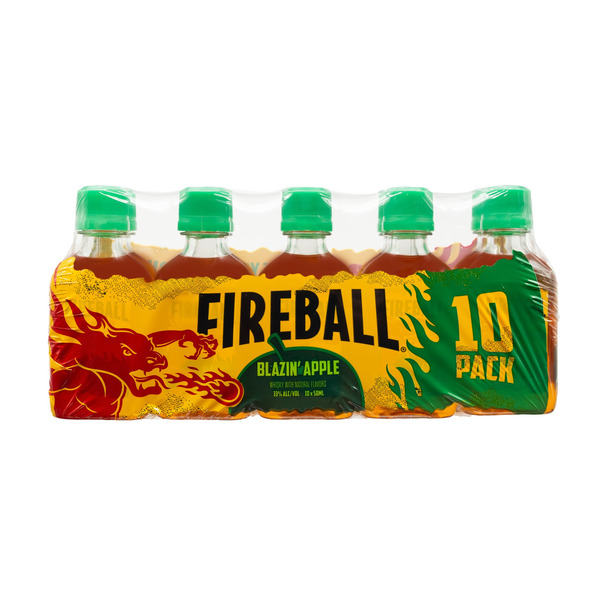 Fireball Blazin' Apple Cinnamon Whisky, 10 Pack, 50ml 66 Proof