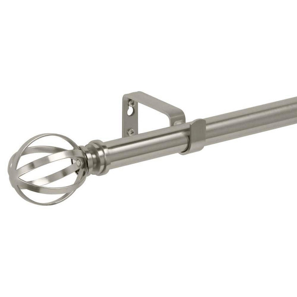 Home Decorators Collection 36 In. - 72 In. Telescoping 1 In. Curtain Rod Kit In Brushed Nickel With Ribbon Cage Finial