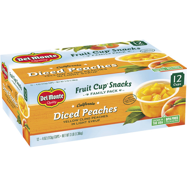 Del Monte - Diced Peaches in Plastic Cup - 12/4 oz Cup