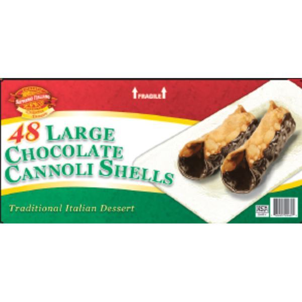 Supremo Italiano - Large Chocolate Cannoli Shells - 48ct Pack