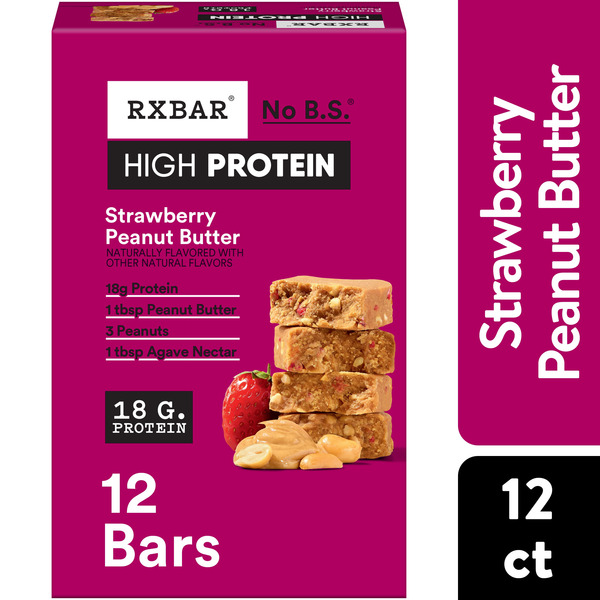 RXBAR High Protein Strawberry Peanut Butter Bars, Gluten Free, 12 Count