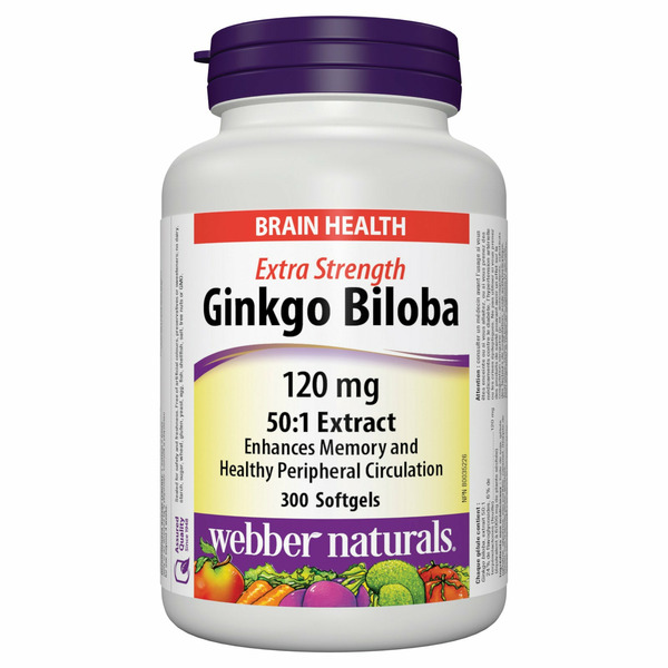 Webber Naturals Extra Strength 120 mg Ginkgo Biloba Softgels