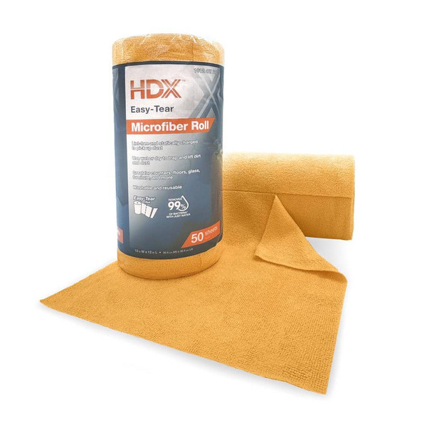 HDX Easy-tear 12 In. X 12 In. Microfiber Cloth Roll (50 Count)