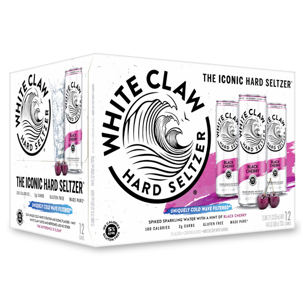 White Claw Hard Seltzer Black Cherry, 12 Pack, 12 fl oz Cans, 5