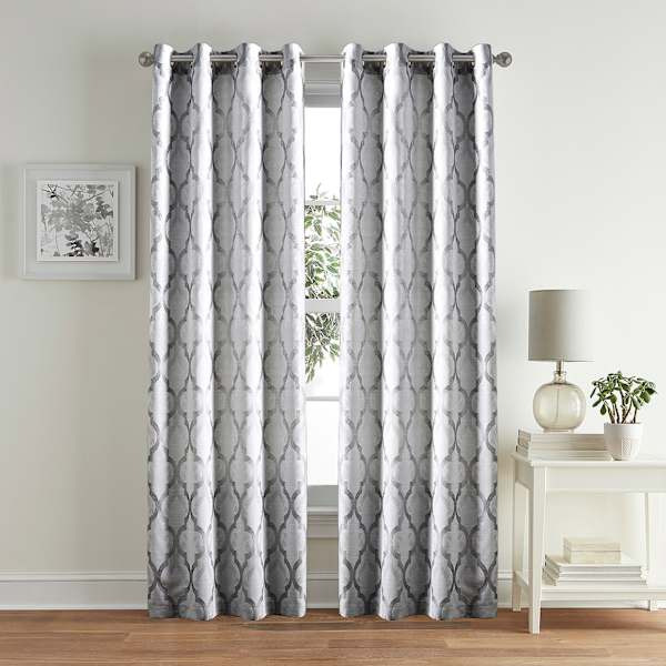 Providence Blakely Ogee Grey Light Filtering Curtain Panel, 84"