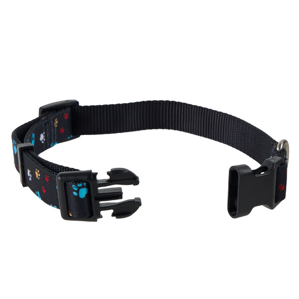 Top Paw Paw Prints Fashion Dog Collar, Large - Black