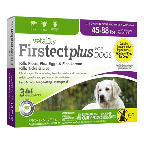 Vetality Firstect Plus Monthly Topical Flea & Tick Treatment for Large Dogs