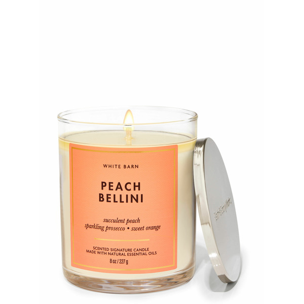 Bath & Body Works White Barn Peach Bellini Signature Single Wick