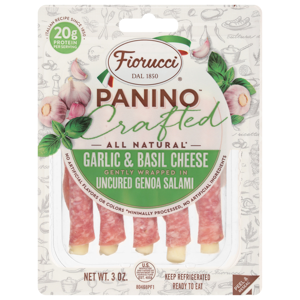 Fiorucci Crafted Garlic & Basil Cheese Uncured Genoa Salami Panino
