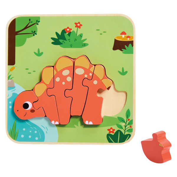 Little Town Orange Dinosaur Wooden Puzzle Same-Day Delivery or