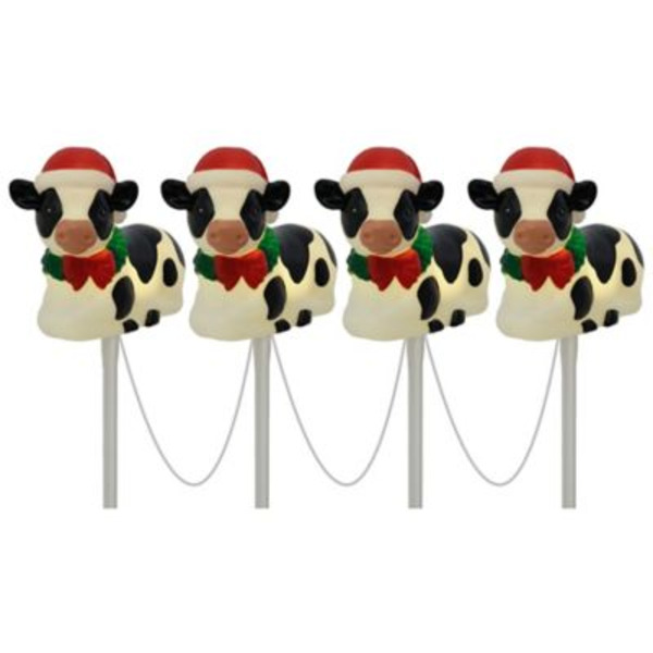 Red Shed Battery-Powered LED Blow Mold Christmas Cow Pathway Lights, 4 pk.