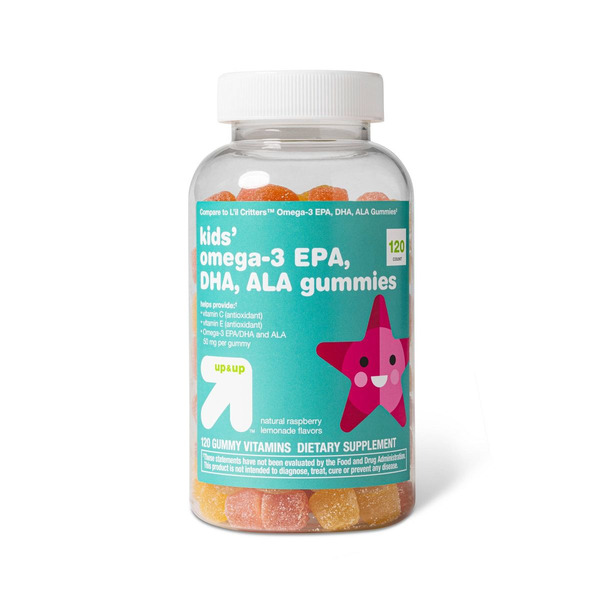 Up&Up Kids' Omega-3 Epa/dha And Ala 50 Mg Helps Provide: Vitamin C (antioxidant) Vitamin E (antioxidant) Dietary Supplement Gummy Vitamins Raspberry Lemonade