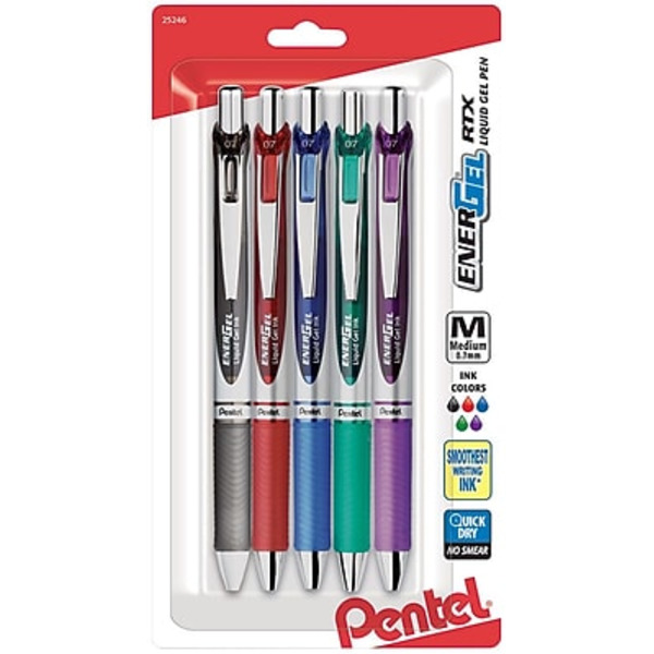 Pentel BL77BP5M Medium Point Assorted Ink EnerGel RTX Gel Pen