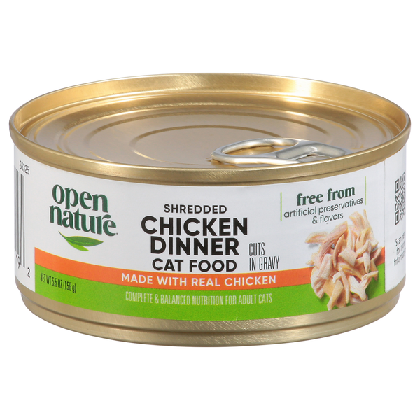 Open Nature Cat Food, Grain Free Formula, Shredded Chicken Dinner in Gravy, Adult