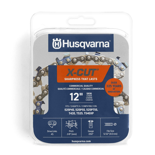 Husqvarna X-Cut S93G 45 Link Replacement Chainsaw Chain For 12-in , 0.05-in Gauge , 3/8-in Mini Pitch
