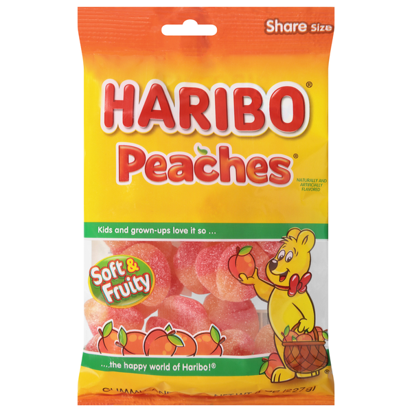 HARIBO Soft & Fruity Peaches Gummi Candy Share Size