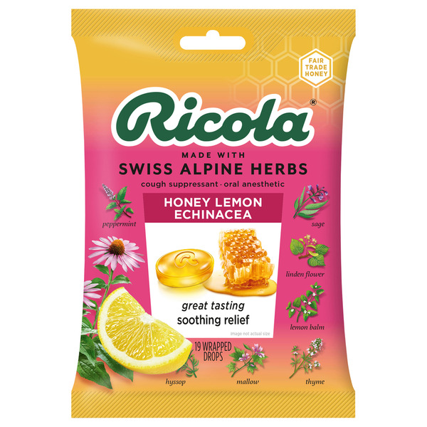 ルルレモン Ricola Honey Lemon with Echinacea Cough Drops Same-Day Delivery or