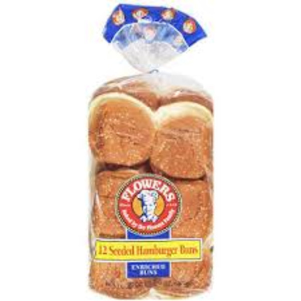 Flowers - 5" Seeded Hamburger Bun - 8 ct Pack