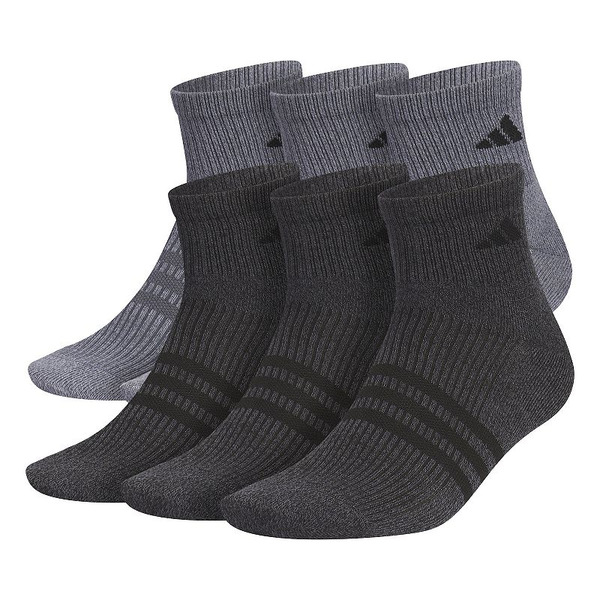 adidas Men's  6-Pack Superlite 3.0 Quarter Socks, Size: 6-12, Onix Gray Black