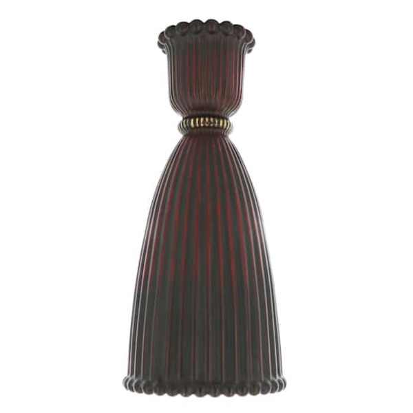 Ashland Fluted Taper Candle Holder - Dark Red