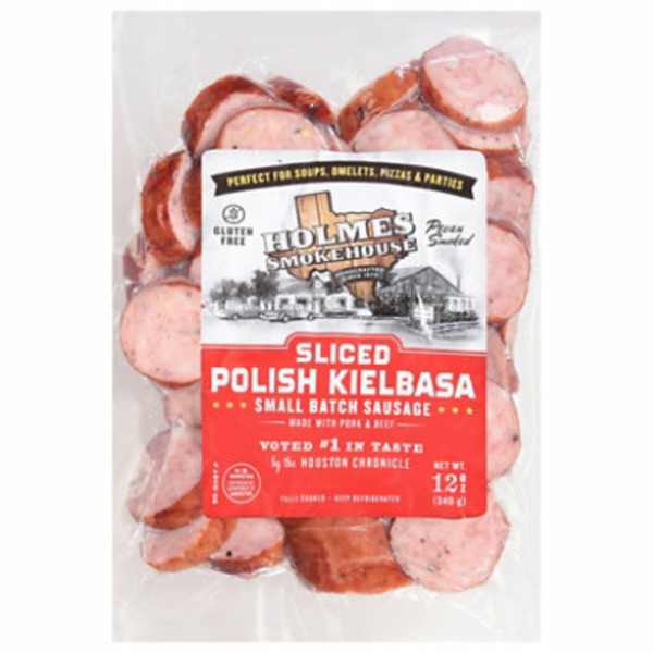 Holmes Smokehouse Polish Kielbasa, Pecan Smoked, Sliced