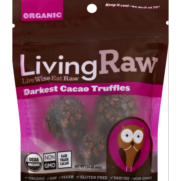 Living Raw Truffles, Organic, Darkest Cacao