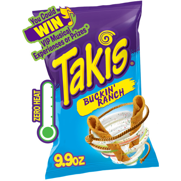 Takis Buckin' Ranch 9.9 oz Sharing Size Bag, Ranch Flavored Non-Spicy Zesty Rolled Tortilla Chips