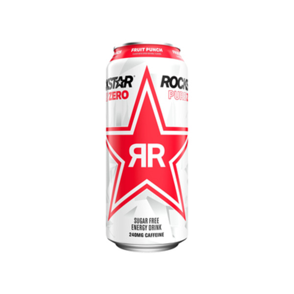 Rockstar Pure Zero Sugar Free Energy Drink Fruit Punch Same-Day