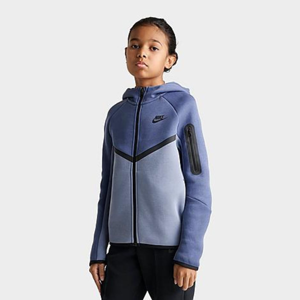 Nike Kids' Tech Fleece Full-Zip Sweatshirt, L - Diffused Blue/Ashen Slate/Black