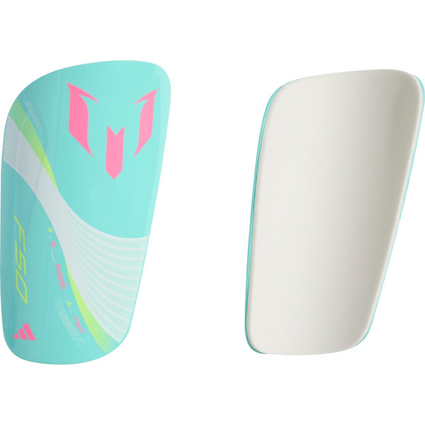 adidas Messi Club Shin Guards, L - White/Aqua/Mint