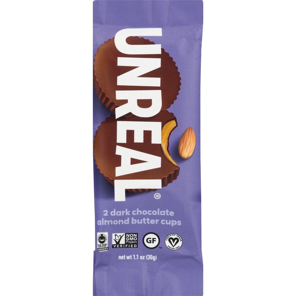 unreal almond butter cups dark chocolate wrapper 1 1 oz chocalate wrapper
