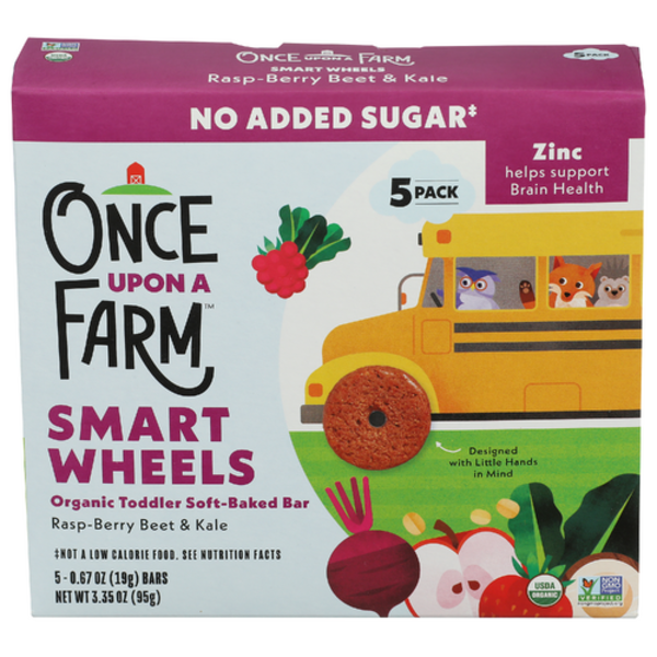 Once Upon A Farm Organic Rasp-Berry Beet & Kale Smart Wheels Toddler Soft Baked Bar 5 pack