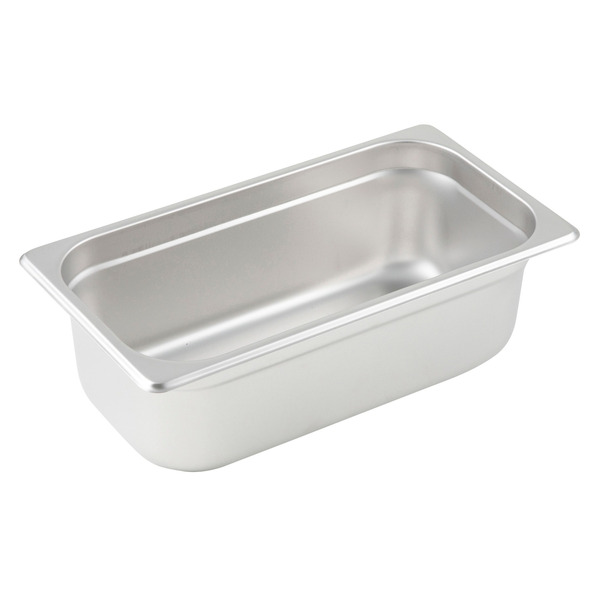 Winco - Anti-jam Steam Pan, 1/3 Size, 4"deep, 25 Gauge Stainless Steel, 12.88" x 7" x 4" - 1 Ct.