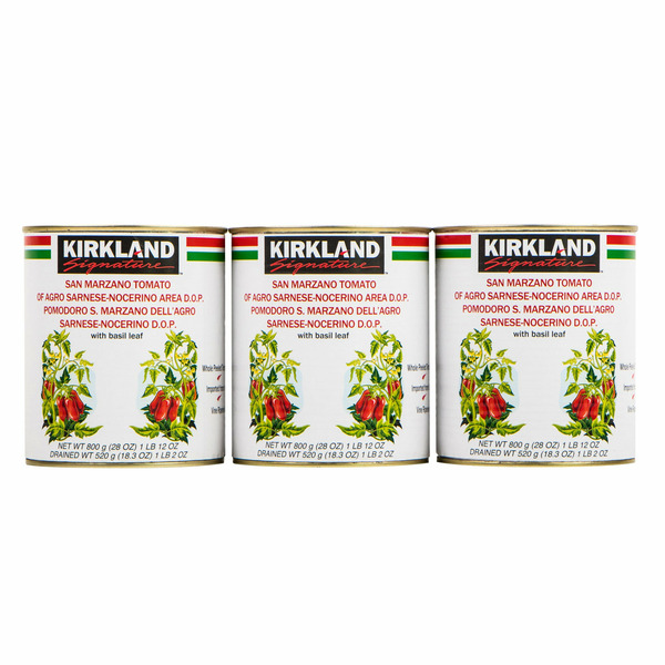 Kirkland Signature San Marzano Whole Peeled Tomatoes, 28 oz, 3-count