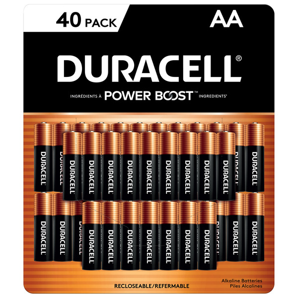 Duracell POWER BOOST Coppertop Alkaline AA Batteries, 40-count