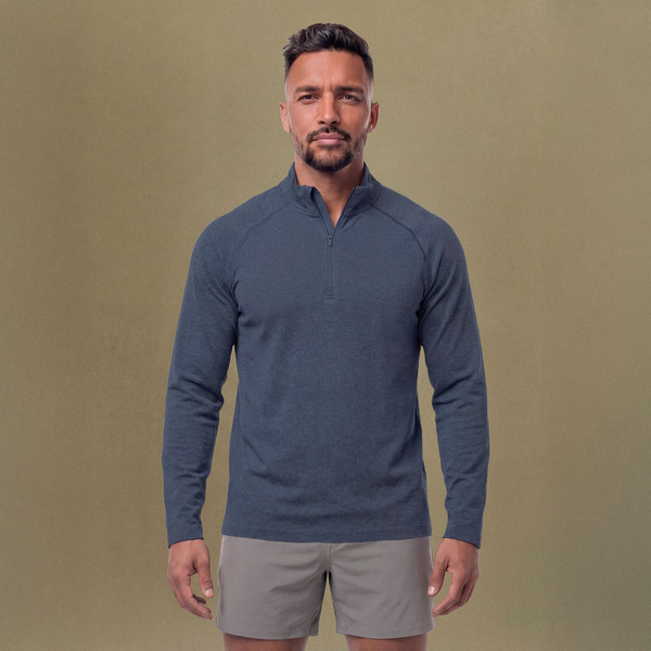 VRST Men's Circuit Seamless 1/4 Zip Pullover, XL - Dark Navy Heather