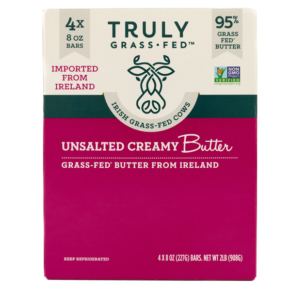 Truly Grass Fed Unsalted Creamy Butter, 8 oz, 4-count