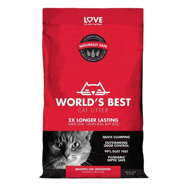 World's Best Cat Litter Multiple Cat Unscented Cat Litter 15 lb