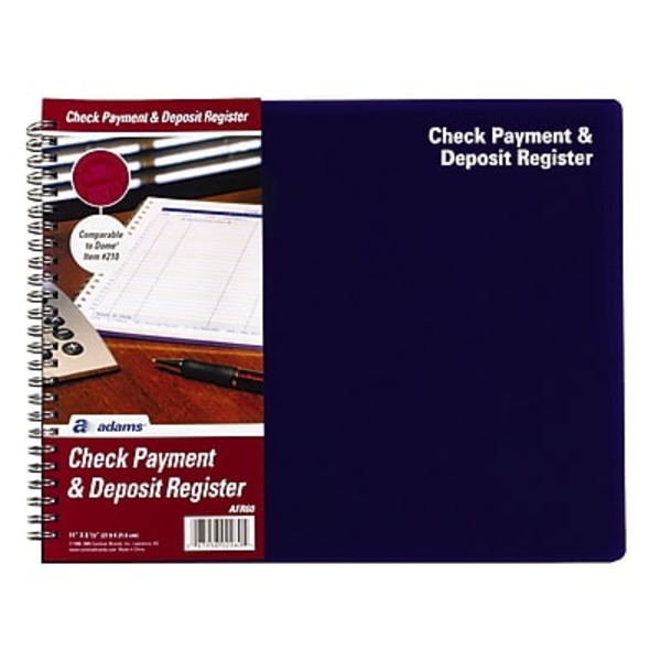 Adams 11" x 8.5" Blue Check Payment & Deposit Register