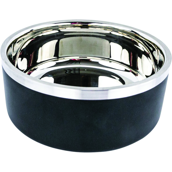 Play On Double Wall Non Skid Dog Bowl - Black