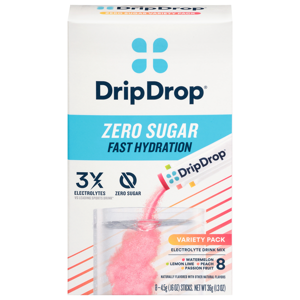 DripDrop Zero Sugar Fast Hydration Electrolyte Drink Mix Variety