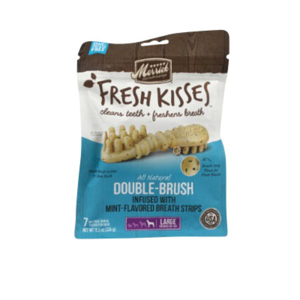 Merrick Fresh Kisses Natural Dental Chews, Toothbrush Shape Treat Infused With Real Mint, For Large Dogs