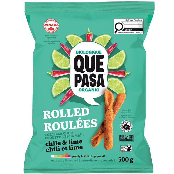 Que Pasa Organic Chile & Lime Rolled Tortilla Chips 500 g