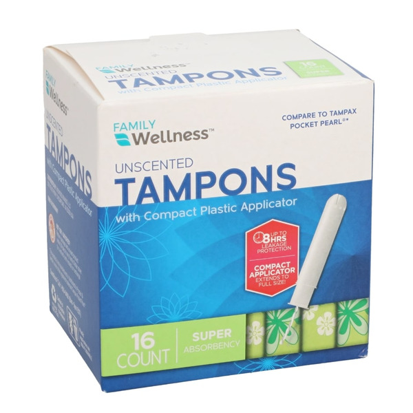 Family Wellness Super Absorbency Compact Plastic Applicator Tampons