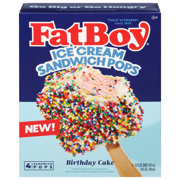 FatBoy Ice Cream Sandwich Pops, Birthday Cake Same-Day Delivery or
